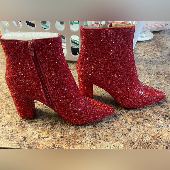 Betsey Johnson Shoes - Betsey Johnson Glittery Red Ankle Boots